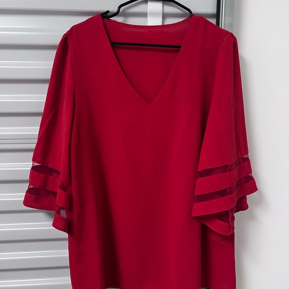 Tops - Women’s Elegant Red V-Neck Women's Top